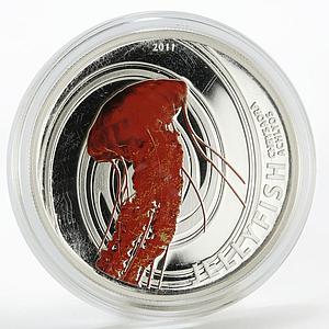 Pitcairn Island 2 dollars Chrysaora Achlyos Jelly Fish colored silver coin 2011