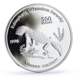 Turkmenistan 500 manat Red Book Wildlife Gecko Lizard Fauna silver coin 1996