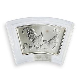 China 10 yuan Year of the Rooster proof silver coin 2005