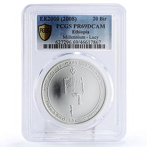 Ethiopia 20 birr Millennium Discover of Lucy Skeleton PR69 PCGS silver coin 2000
