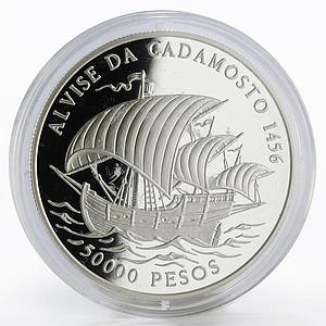 Guinea-Bissau 50000 pesos Alvise da Cadamosto Ship silver coin 1996