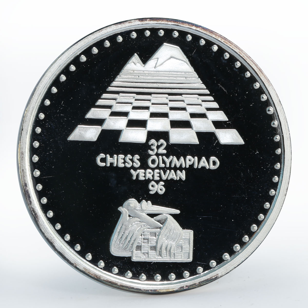 Armenia 100 drams XXXII Chess Olympiad in Yerevan proof silver coin 1996