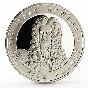 Alderney 5 pounds Sir Isaac Newton proof silver coin 2006