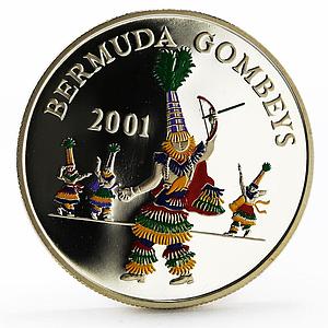 Bermuda 5 dollars Gombey Dancers colored proof silver coin 2001