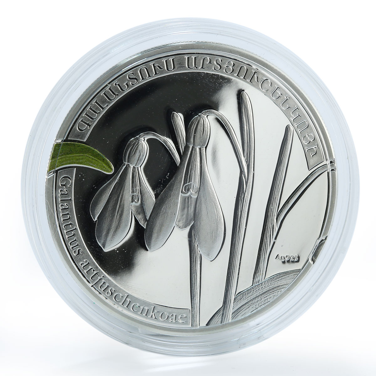 Armenia 1000 drams snowdrop world of flowers galanthus silver coin 2010