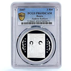 Russia 3 rubles Painter Andrei Rublev Icons Art PR69 PCGS silver coin 2007