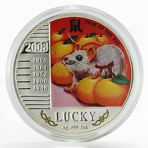 Niue 1 dollar Year of  Rat Lunar Calendar Lucky silver coin 2008