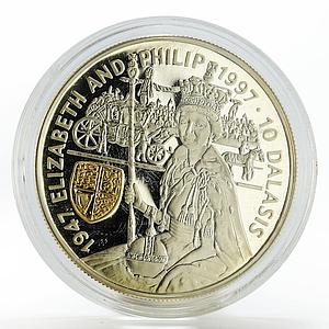 Gambia 10 dalasis Edinburgh Golden Wedding Horse silver coin 1997