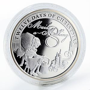 Niue 2 dollars  Twelve Days of Christmas Maids Milking silver coin 2009