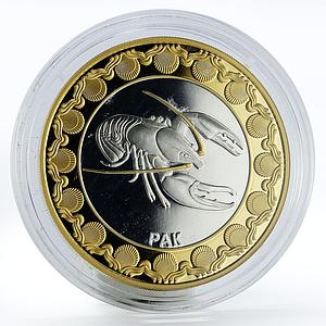 Tokelau 5 dollars Signs of Zodiac Cancer gilded silver coin 2012
