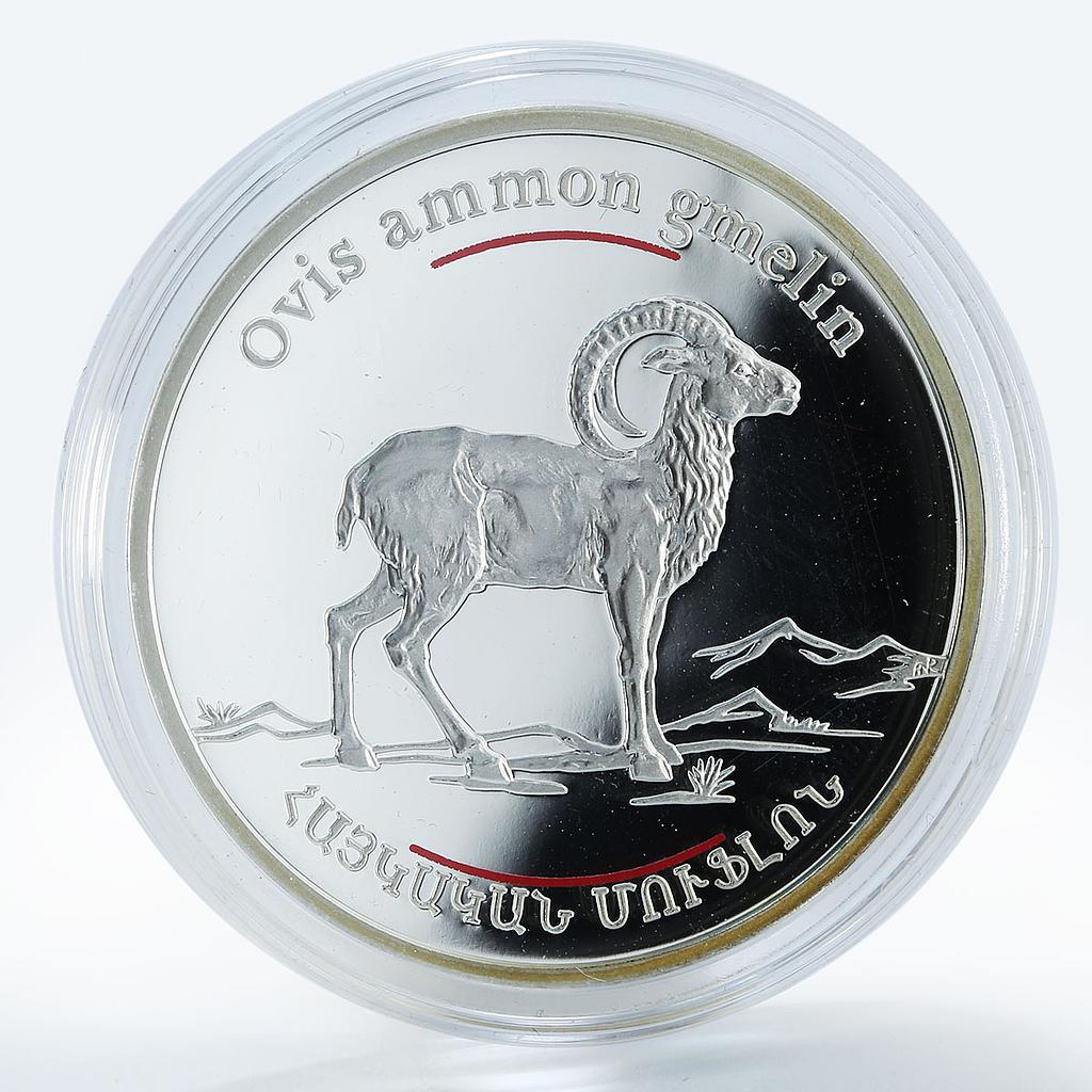 Armenia 100 drams Ovis Caucasus Mountain Goat Sheep Animals silver coin 2008