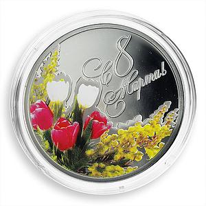 Niue 1 dollar Women's Day Tulips Flowers 8 March silver coin 2012