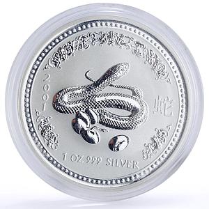 Australia 1 dollar Lunar Calendar series I Year of the Snake silver coin 2001