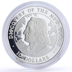 Bahamas 10 dollars Discovery of the New World Columbus proof silver coin 1990