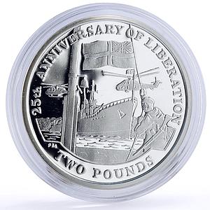 Sandwich Islands 2 pounds Liberation Warship Helicopters proof silver coin 2007