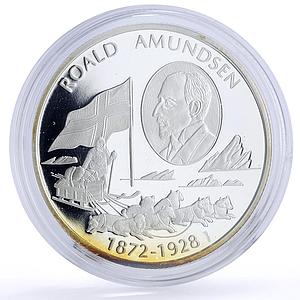 Liberia 10 dollars Explorer Roald Amundsen Antarctic Expedition silver coin 2006