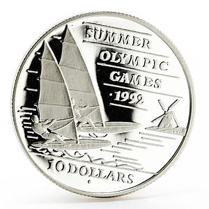 Barbados 10 dollars Sydney Olympic Games series Sailing proof silver coin 1992