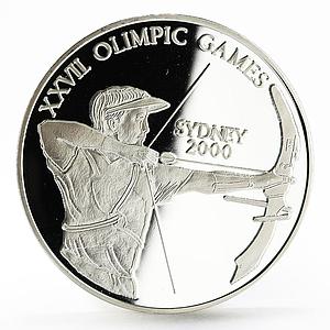 Uganda 1000 shillings Sydney Olympic Games series Archer silver coin 1999