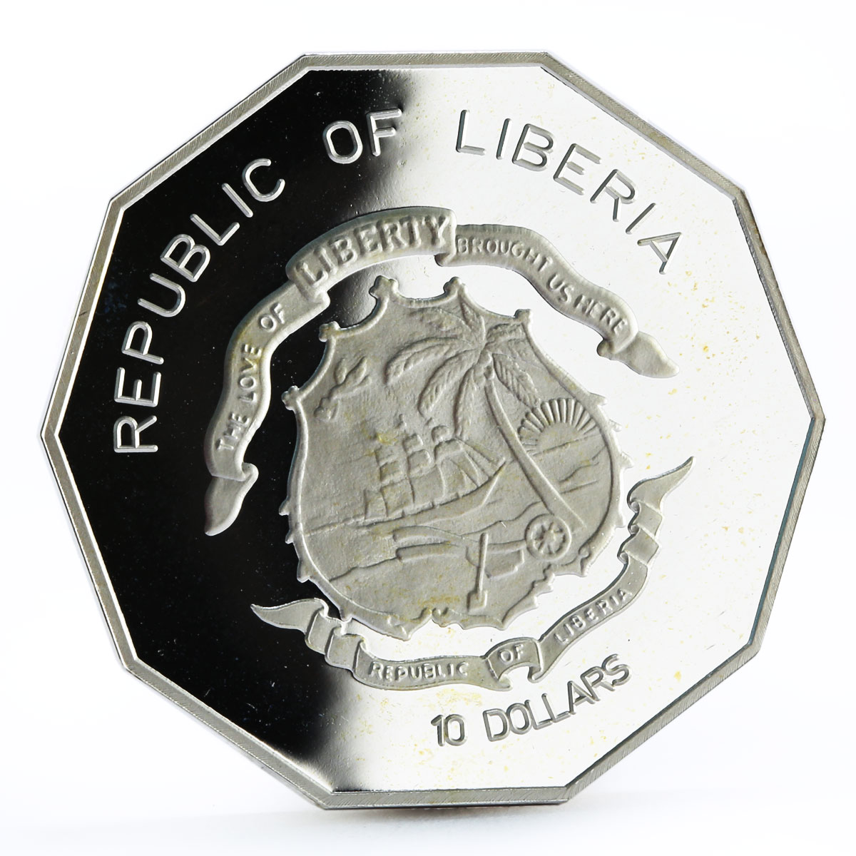 Liberia 10 dollars Female or Male Illusion silver coin 2001