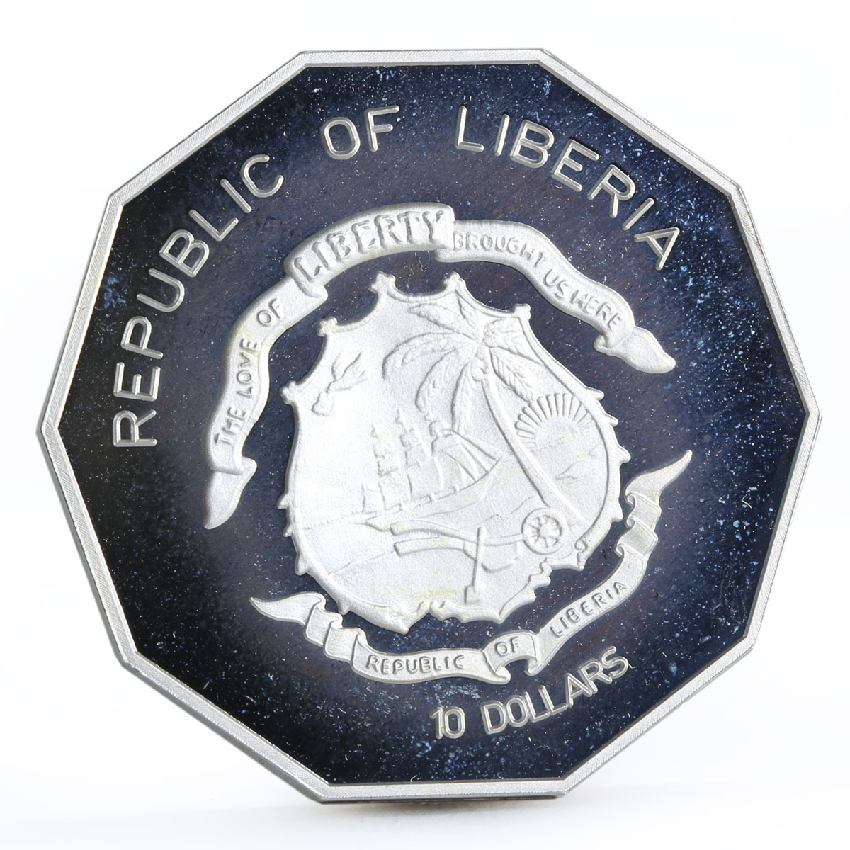 Liberia 10 dollars Female or Male Illusion silver coin 2001