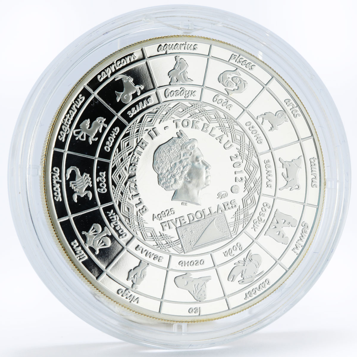 Tokelau 5 dollars Zodiac Signs series Taurus gilded silver coin 2012