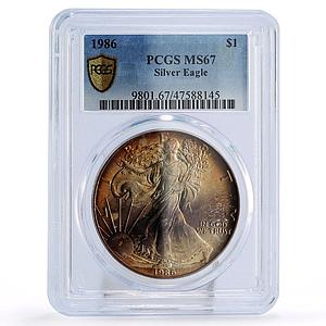 United States 1 dollar Silver Eagle Walking Liberty MS67 PCGS silver coin 1986