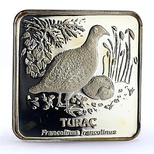 Turkey 7500000 lira Endangered Wildlife Francolin Bird Fauna silver coin 2001