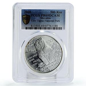 Slovakia 500 korun Low Tatras National Park Bear PR69 PCGS silver coin 2008