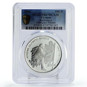 Vietnam 100 dong Athens Olympic Games Badminton PR67 PCGS silver coin 2004