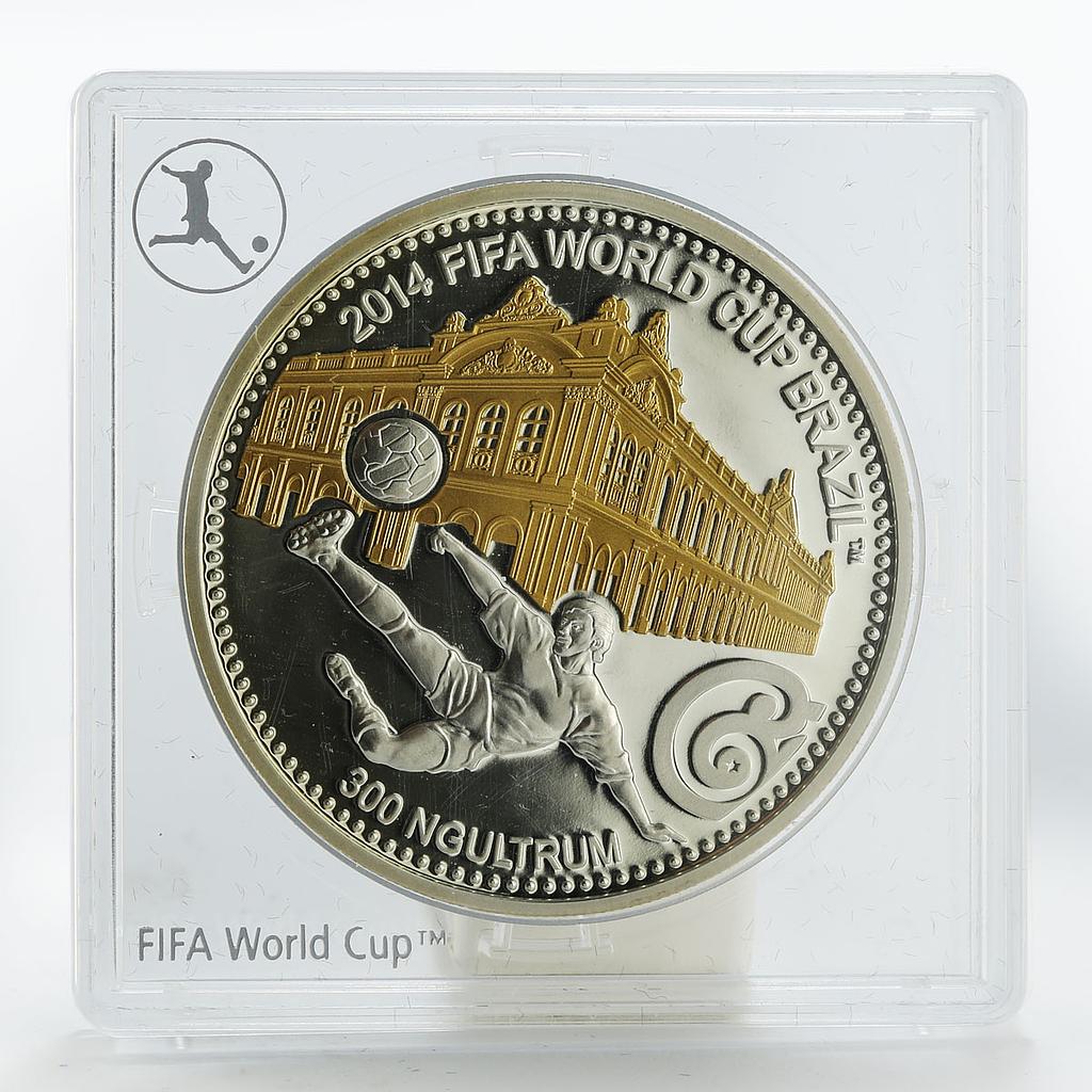 Bhutan 300 ngultrum FIFA World Cup Brazil Football proof silver coin 2013