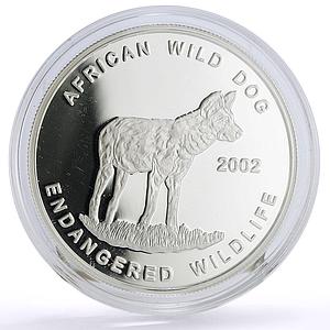 Ghana 500 sika Conservation Wildlife Wild Dog Fauna proof silver coin 2002