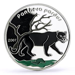 Ivory Coast 1000 francs Conservation Wildlife Panther Cat Fauna silver coin 2007