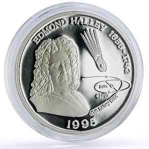 Samoa 10 dollars Astronomer Edmond Halley Space Science proof silver coin 1995