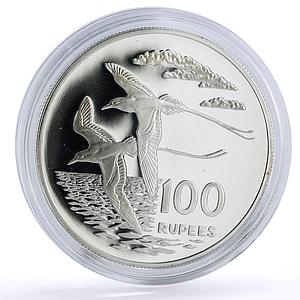 Seychelles 100 rupees Conservation Wildlife Tropic Birds Fauna silver coin 1978
