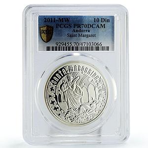 Andorra 10 diners Orthodox Holy Helpers St Margaret PR70 PCGS silver coin 2011