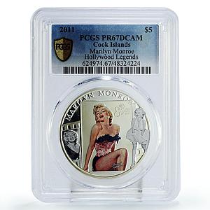 Cook Islands 5 dollars Singer Marilyn Monroe Music PR67 PCGS silver coin 2011