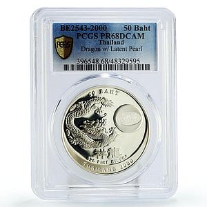 Thailand 50 baht Millennium Year of the Dragon Latent PR68 PCGS silver coin 2000