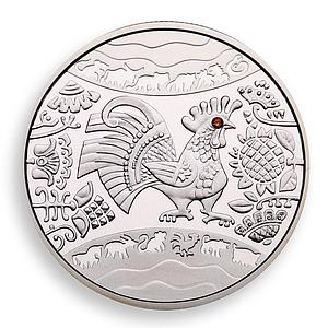 Ukraine 5 hryven Year of Rooster proof silver coin 2017