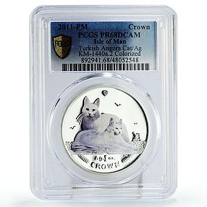 Isle of Man 1 crown Home Pets Turkish Cat Animals PR68 PCGS silver coin 2011