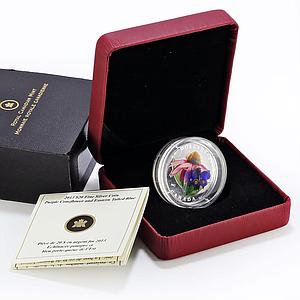 Canada 20 dollars Coneflower Blue Butterfly Flora Fauna colored silver coin 2013