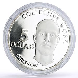 Guyana 5 dollars Independence Collective Work Critchlow Politics Ag coin 1976
