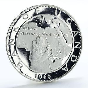 Uganda 20 shillings Visit of Pope Paul VI proof silver coin 1970