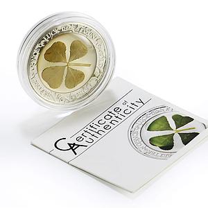 Palau 5 dollars Lucky Symbols Clover Leaf Good Luck proof silver coin 2014