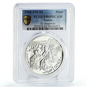 Tunisia 1 dinar St Augustine of Hippo Seated Fugure PR69 PCGS silver coin 1969
