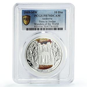 Andorra 10 diners World of Wonders Jordan Petra Treasury PR70 PCGS Ag coin 2009