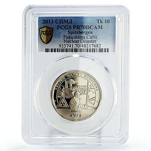Spitzbergen 10 tk Fukushima Daiichi Nuclear Disaster PR70 PCGS CuNi coin 2011