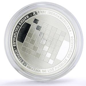 Argentina 25 pesos Ibero-American Cultural Roots Wiphala Emblem silver coin 2015