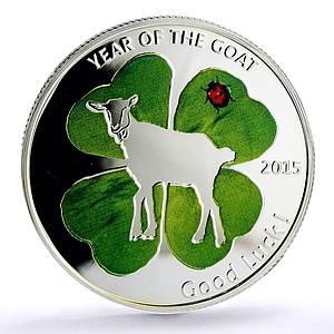 Congo 1000 francs Lunar Calendar Year of the Lucky Goat colored silver coin 2015