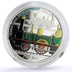 Peru 1 sol Ibero-American Trains Railroads Lima Callao proof silver coin 2019