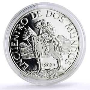 Uruguay 250 pesos Ibero-American Hombre Caballo Horseman proof silver coin 2000